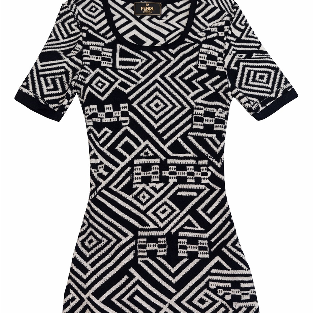 Fendi Monochrome Geometric Knit top